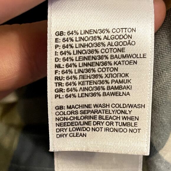 The North Face Men's Plaid Short Sleeve Button Up-Shirt Linen Blend Size Large - Picture 5 of 5